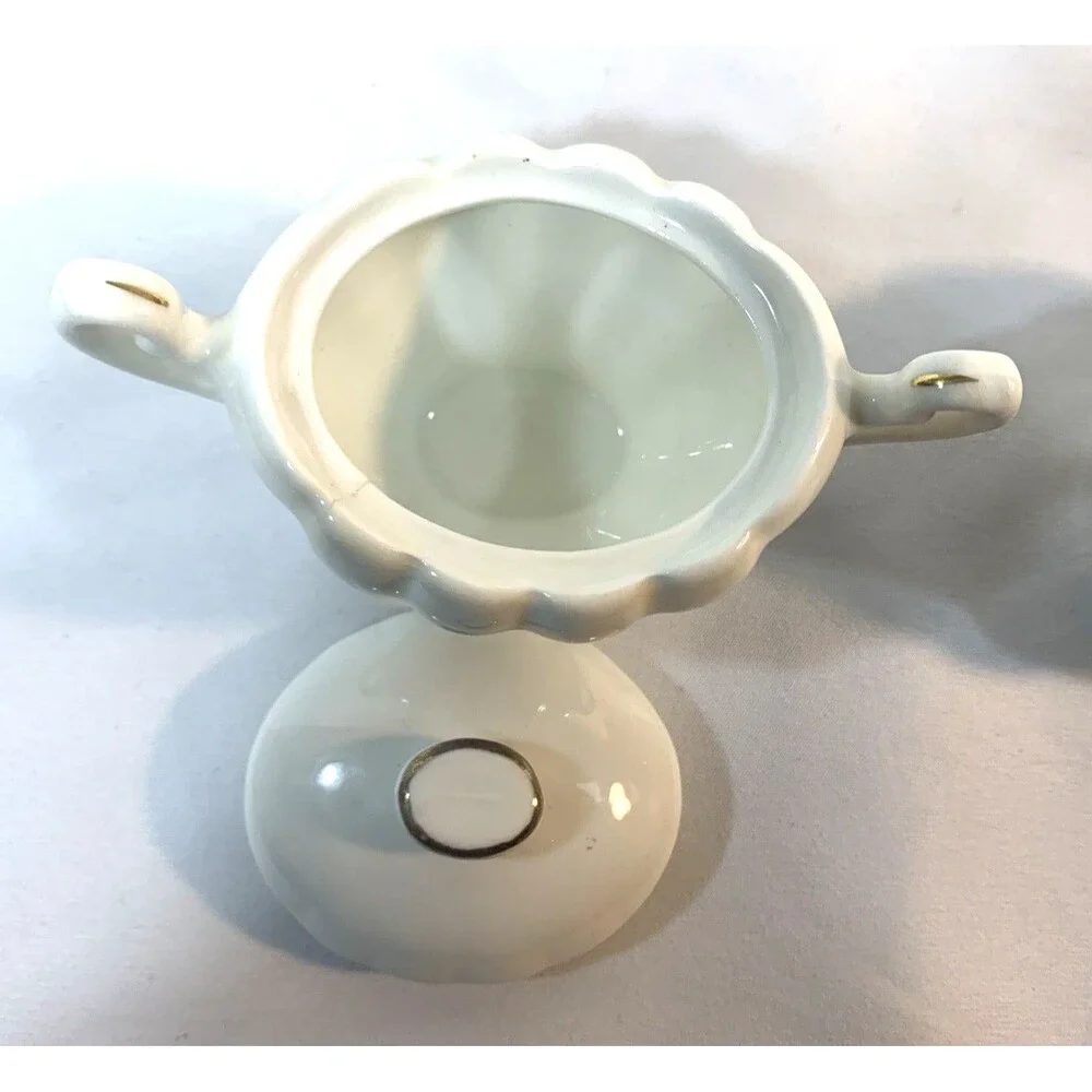 VTG Royal Dover England Bone China Floral Personal Size Lidded Sugar & Creamer